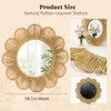Espejo de pared tejido con cuerda de papel bohemia personalizada, espejo de maquillaje floral tejido a mano, espejo de decoración de pared para casa de huéspedes