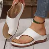 Sandalias de cuña para mujer con tira en el dedo del pie, talla grande, de verano 2025, nuevas, casual, para la playa y uso en exteriores