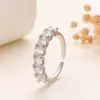 Anillo Geométrico Abierto Super Brillante de Micro Zirconia Estilo Moda Europeo y Americano para Mujer, Accesorio de Anillo Chapado en Cobre Dorado de Diseño de Nicho