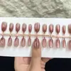 Pontas de unha cat-eye na cor romã, de alta qualidade, cat-eye oval médio-longo, todos os tamanhos disponíveis, unhas ovais usáveis