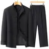 Chaqueta Tang Suit de Primavera y Otoño Chaqueta Casual para Hombre Ropa de Papá Abuelo Estilo Chino Ropa de Estilo Chino Nuevo para Adultos Mayores Color Liso