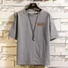 Camiseta de Manga Corta de Seda Helada de Nuevo Verano Transfronteriza para Hombre, Estilo Hong Kong Holgada de Manga Media Camiseta de Manga Corta para Hombre