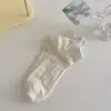 Calcetines con Lazos para Mujer, Delgados y Lindos, Estilo Ballet Japonés, Algodón Puro, Calcetines Cortos Blancos de Malla para Verano