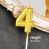 Pacote com 50 Velas Douradas com Números para Decoração de Bolo de Aniversário, Enfeites para Mesa de Sobremesa de Festa de Primeiro Aniversário Infantil