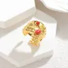 Anel Aberto Retro de Metal e Pedra Natural Europeu e Americano Mais Vendido Nicho Luxo Leve High-End Irregular Plissado Joia de Mão