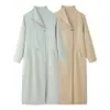 Estilo Europeu 2026 Moda de Rua Casual Solto Gola Alta com Fenda Trench Coat Casaco Feminino D17510