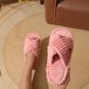 Chinelos de Algodão com Tiras Cruzadas Peludos Europeus e Americanos da Amazon para Mulheres em Casa, Chinelos de Algodão Felpudo Amigos da Pele para Mulheres Atacado