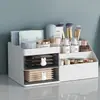 Caixa de armazenamento de cosméticos tipo gaveta, organizador de joias e batom de desenho animado, caixa de armazenamento de papelaria compartimentada simples para mesa