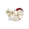 Broche de Boneco de Neve de Natal Fofo Estilo Japonês Acessórios para Casacos e Suéteres Femininos Alfinete Elegante Presente Personalizado de Ano Novo