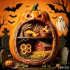 Novo produto transfronteiriço: Ornamento de mesa com padrão de coruja dupla face estilo country americano, Decoração de artesanato em madeira para Halloween