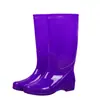 Botas de lluvia de moda de caña alta antideslizantes para mujer, de media pantorrilla, resistentes al desgaste, impermeables, botas de lluvia largas, con forro de felpa, cálidas, botas cortas para el agua