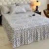 Falda de cama de algodón puro engrosada, fresca y simple, pieza única, sábana bajera antideslizante, funda protectora para colchón, funda de algodón puro cepillado Simmons