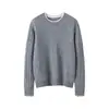 Suéter de punto trenzado holgado de cachemira para mujer, cuello redondo, otoño e invierno, versátil, adelgazante, manga larga, diseño simple