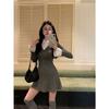 Estilo Academia Francesa Primavera y Otoño Cuello Polo de Contraste Hermoso Vestido para Mujer Primavera y Otoño Ajustado Adelgazante Cintura Ceñida Falda de Cadera