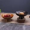 Nuevo Plato de Postre Cerámico con Pie Alto para Uso Doméstico, Plato para Frutas y Bocadillos de Mesa de Té, Plato para Frutas Secas, Plato de Fruta Cerámico Creativo Retro