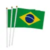 Banderas de Brasil Pequeñas de Plástico Portátiles para Celebraciones al Aire Libre 14*21cm