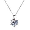 Colgante clásico de diamantes de seis garras con diamantes de alto carbono chapados en platino de 18 quilates, cadena de clavícula sencilla y fresca.