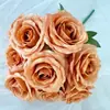 Rosa Anna de 9 cabeças transfronteiriça para casamento e decoração de casa, arranjo de flores de rosa para auditórios e ambientes de hotel, flores artificiais para design DIY
