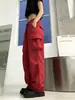 Pantalones de Trabajo de Secado Rápido Estilo Americano Personalizados Venta al por Mayor de Fábrica Cintura Alta Pierna Ancha Casual Deportivos Pantalones Paracaídas para Hombre
