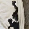 Estilo Arte Callejero Americano, Diseño Fresco y Lindo, Camiseta de Manga Larga con Cuello Redondo, Estilo Holgado Corto Estampado, Que Resalta la Figura