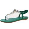 Sandalias de playa antideslizantes para mujer, estilo coreano, estilo fragante, suela plana, con clip y diamantes de imitación, moda informal sencilla 2024