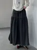 Saia xadrez artística retrô estilo coreano outono Jiang Chi para mulheres, saia em camadas atmosférica com cordão saia longa evasê 660