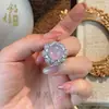 Anillo con Incrustaciones de Ágata Natural, Anillo de Calcedonia para Mujer Estilo Nuevo, Anillo Grande Huevo de Paloma Estilo Chino Nuevo, Regalo para Mejor Amiga o Mamá