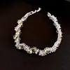 Pulsera de Flor y Mariposa con Piedra Preciosa Rosa Padparadscha, Lujo Ligero y Sensación de Alta Gama, Accesorio de Mano Dulce de Moda y Exquisito para Banquetes