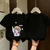 Camiseta de Algodão Puro de Manga Curta para Meninas com Estampa, Gola Redonda, Camisa Meia-Manga Solta, Confortável e Estilosa para Crianças