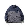 Suéter de solapa decorativo con bolsillo y costuras de colores contrastantes para hombre, ropa de verano del sur, estilo retro japonés, con cuello medio abierto, primavera 2024
