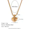 Collar con colgante en forma de corazón de circonita con cadena cuadrada de oro de 18 quilates chapado en acero inoxidable sencillo de moda transfronteriza europea y americana