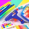 Pistola de pegamento termofusible DIY hecha a mano transfronteriza para niños, pistola de pegamento hecha a mano multicolor, barra de pegamento termofusible doméstica de 20 W