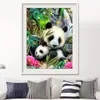 Pintura exclusiva de comércio exterior com diamantes 5D, série de animais, família de pandas, strass, ponto cruz, pintura decorativa completa com diamantes