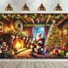 Tecido de Fundo de Natal Transfronteiriço, Tecido Decorativo Pendurado para Exterior, Faixa de Atmosfera de Ano Novo, Personalização de Tapeçaria de Novo Produto