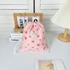 Bolsa de Armazenamento Coração Rosa, Porta-Moedas Portátil, Bolsa Simples com Cordão Organizadora de Miudezas de Grande Capacidade