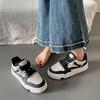 Sapatos de prancha de sola grossa femininos outono novo preto e branco estudante cadarço casual branco sapatos redondos altura crescente tênis vintage