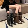 Botas de Montar de Estilo Nuevo hasta la Rodilla, Botas de Pantalón con Hebilla de Cinturón Estilo Americano Hot Girl, Botines, Botas para Mujer, Botas Vaqueras, Botines para Mujer