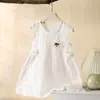 Vestido sin mangas para niña de estilo nuevo, Chaleco fresco y transpirable de verano, Vestido de princesa, Vestido de algodón nube de color liso