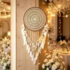 Apanhador de Sonhos Criativo de Crochê Europeu e Americano Pena Sino de Vento Pendurado Entrada de Casa Decoração de Interior Casamento Fundo Pingente Grande