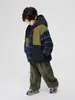 Chaqueta con Capucha a Cuadros y Parches a Prueba de Viento para Niños Mayores, Estilo Nuevo Invierno 2025, Abrigo de Algodón Grueso y Cálido