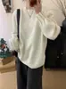 Novo suéter oversized estilo francês para outono e inverno, solto, casual, com manga franzida, gola redonda para mulheres, malha pullover de design coreano