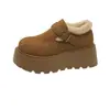 Botas de nieve para mujer estilo Birkenstock, con suela gruesa, que aumentan la altura y forro de felpa, colección otoño/invierno 2026, adecuadas para mujeres menudas, con un diseño peludo estilo mocasín.