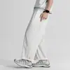 Pantalones Rectos de Verano Frescos de Tencel Lyocell para Hombre Pantalones Casuales de Nueve Puntos Delgados Sueltos Caídos Pantalones Tipo Globo