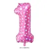 Globos de Papel de Aluminio Digitales Plateados de 32 pulgadas Globos con Número Impreso Rosa Globos con Número Rosa de Lunares para Cumpleaños
