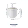 Juego de Tazas de Té de Porcelana de Hueso Jingdezhen con Borde Dorado Taza de Té Cerámica para Hogar y Oficina con Tapa Taza de Hospitalidad para Reuniones Chinas