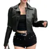 Jaqueta de lapela cool e chique estilo americano com um toque de alta moda para mulheres, adequada para o trajeto, jaqueta curta retrô para mulheres baixinhas