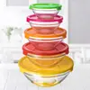 Juego de Tazones de Vidrio con Tapa al por Mayor, Contenedores de Almacenamiento de Vidrio Resistentes a Altas Temperaturas de Grado Alimenticio para Almacenamiento en el Refrigerador del Hogar