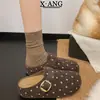 En stock~Zapatillas Birkenstock de lana a cuadros con lunares grises, suela gruesa, súper suaves, para mujer, slip-on, zapatos sencillos para persona perezosa, zuecos