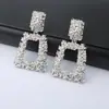 Brincos de metal ocos geométricos quadrados ZA personalidade relevo sem furo na orelha clipe de orelha brincos exagerados femininos atacado transfronteiriço