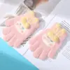Luvas infantis de lã tricotada, estilo coreano, fofas, para o inverno, grossas, com cinco dedos, ideais para escola, escrita, brincadeiras, neve e passeios a cavalo.